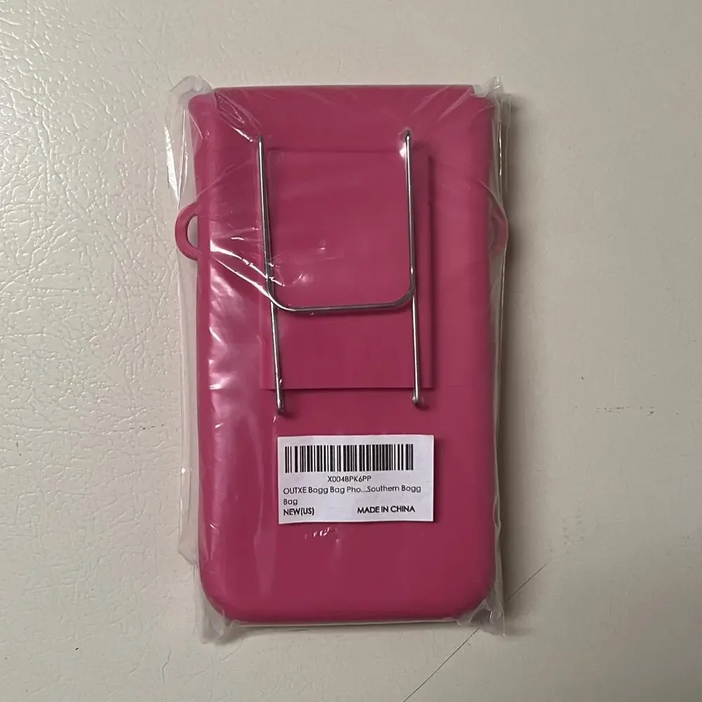 Pink Silicone Phone Bag with Strap